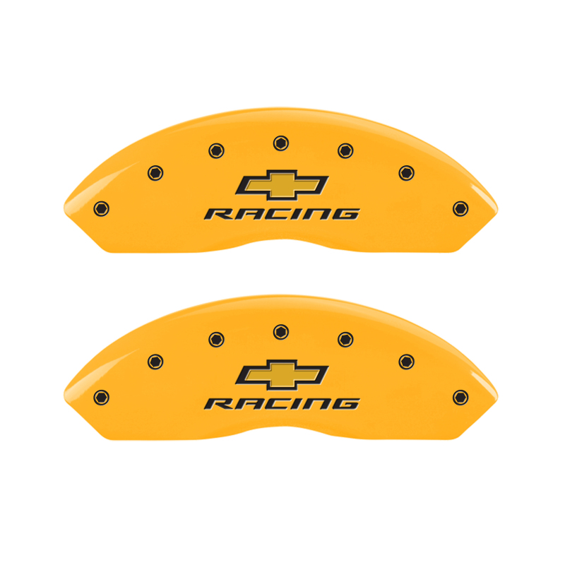 MGP 4 Caliper Covers Engraved F & R Chevy Racing Yellow Finish Black Char 2017 Chevrolet Camaro thumbnail 6