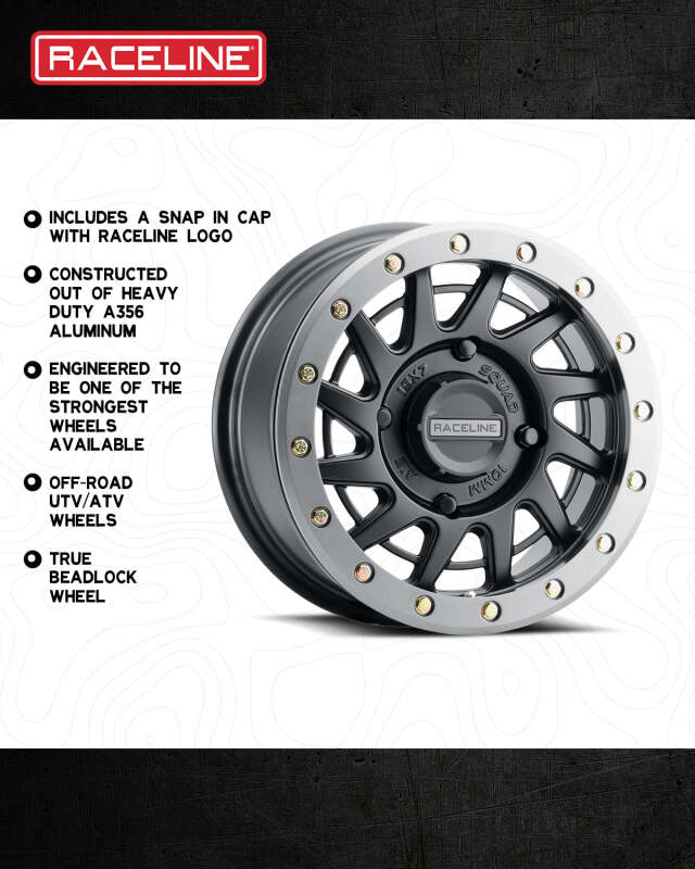 Raceline A12BG Squad 15x7in/4x156 BP/38mm Offset/132.5mm Bore - Black & Gunmetal Ring Beadlock Wheel thumbnail 4