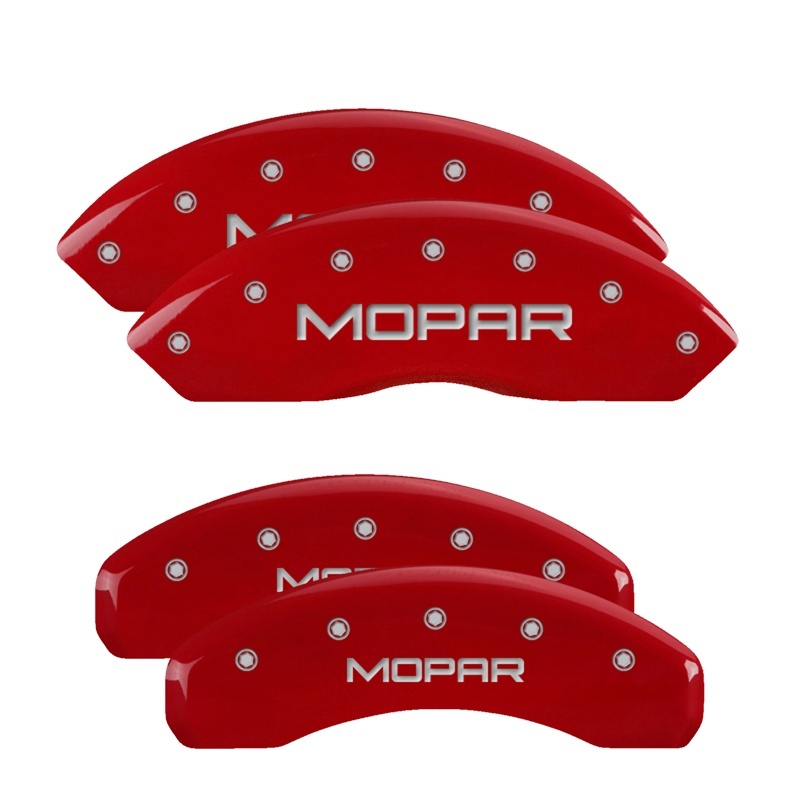 MGP 4 Caliper Covers Engraved Front & Rear Style 1/Chrysler Wing Red finish silver ch thumbnail 6