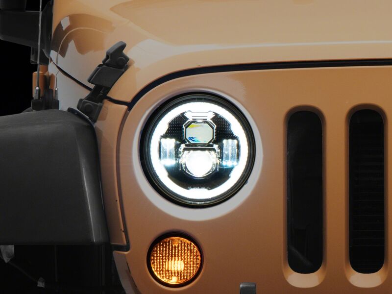 Raxiom 07-18 Jeep Wrangler Axial Series 7-Inch LED Headlights w DRL/ Black Housing - Clear Lens thumbnail 5