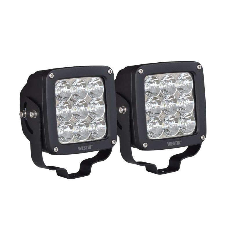 Westin Axis LED Auxiliary Light 4.5 inch x 4.5 inch Square Flood w/3W Osram (Set of 2) - Black thumbnail 2