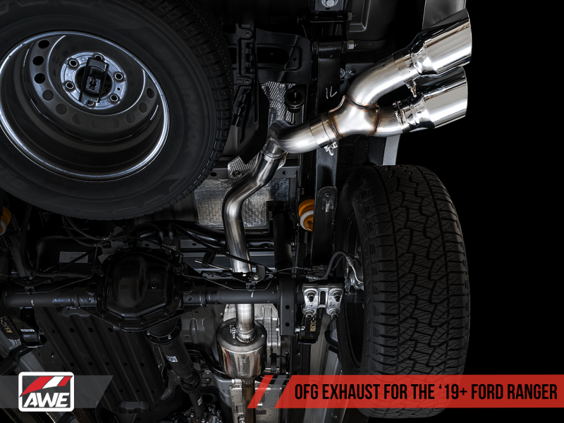 AWE Tuning 2019+ Ford Ranger 0FG Performance Exhaust System w/Chrome Silver Tips & Bash Guard thumbnail 7