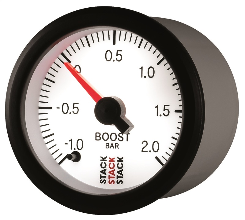 Autometer Stack 52mm -1 to +2 Bar (Incl T-Fitting) Pro Stepper Motor Boost Pressure Gauge - White thumbnail 8