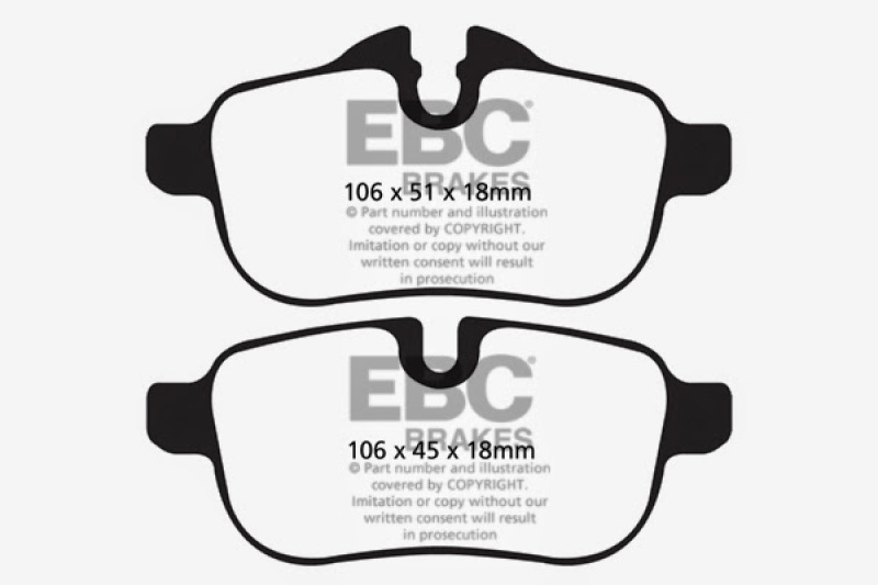EBC 09+ BMW Z4 3.0 (E89) Yellowstuff Rear Brake Pads thumbnail 7