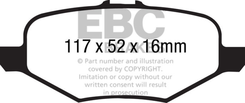 EBC 13+ Ford Taurus 3.5 Twin Turbo SHO Redstuff Rear Brake Pads thumbnail 5