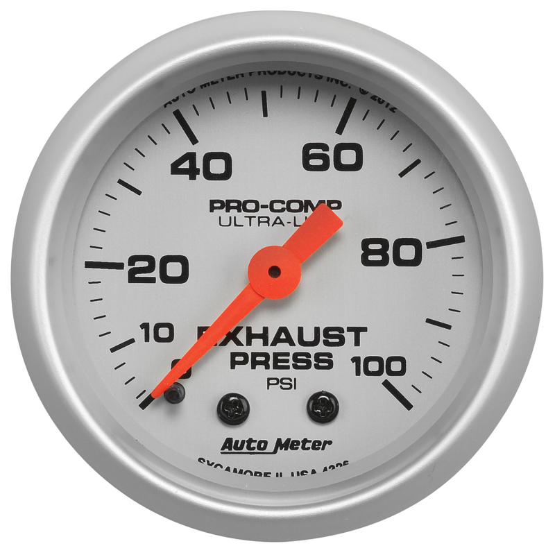 Autometer Ultra-Lite 52mm 0-100 PSI Mechanical Exhaust Pressure Gauge thumbnail 2