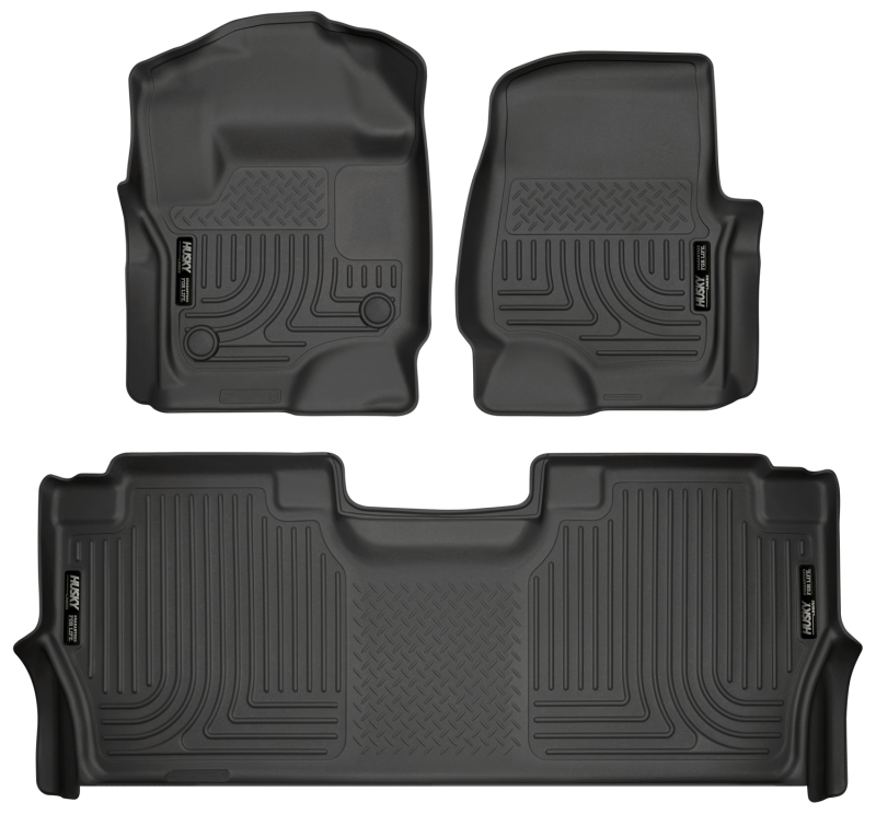 Husky Liners 17-19 F-250/F-350/F-450 Crew Cab Weatherbeater Black Front & 2nd Seat Floor Liners thumbnail 3