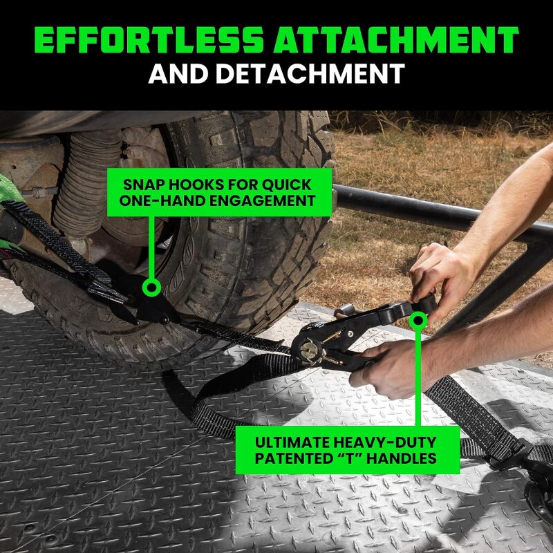 Rhino USA Heavy Duty Vehicle Tie Down Kit (Snap Hook) thumbnail 5