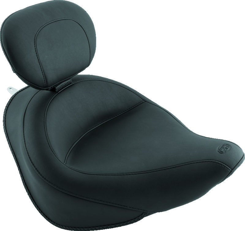 Mustang 06-17 Harley Softail Wide Tire (200mm) Wide Touring Solo Seat w/Driver Backrest - Black
