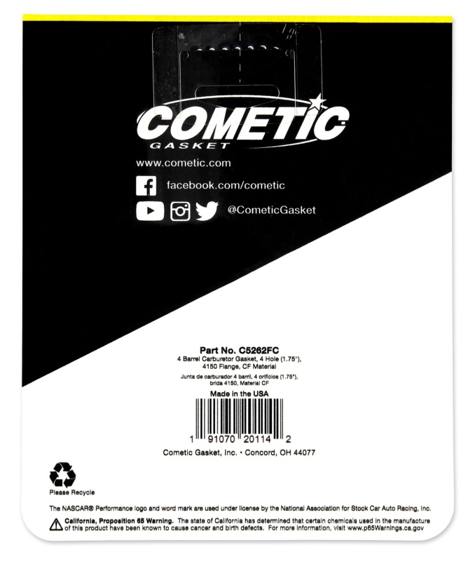 Cometic Holley 4 BBL .060in Fiber Carburetor Mounting Gasket - 4 Hole - 1.750in Holes thumbnail 5