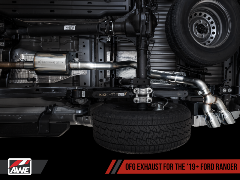 AWE Tuning 2019+ Ford Ranger 0FG Performance Exhaust System w/Chrome Silver Tips & Bash Guard thumbnail 8
