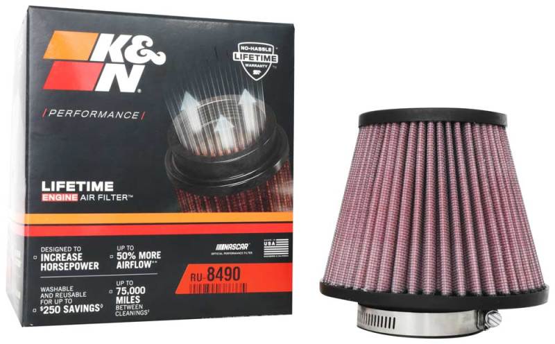 K&N Universal Clamp-On Air Filter 2-3/8in. FLG / 5-3/16in. B / 3-1/2in. T X 4-11/32in. H thumbnail 4