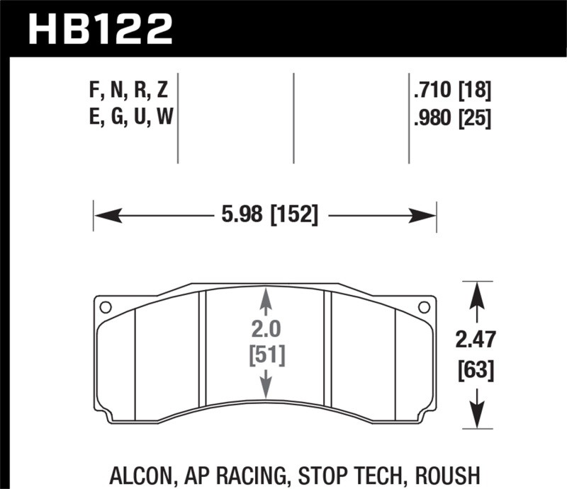 Hawk DTC-80 AP Racing Alcon Race Brake Pads thumbnail 4