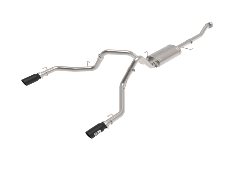 aFe Vulcan 3in 304 SS Cat-Back Exhaust 2021 Ford F-150 V6 2.7L/3.5L (tt)/V8 5.0L w/ Black Tips thumbnail 2