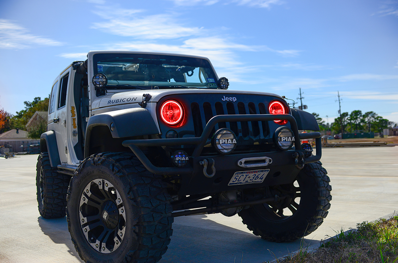 Oracle 07-17 Jeep Wrangler Surface Mount LED Headlight Halo Kit - Red thumbnail 8