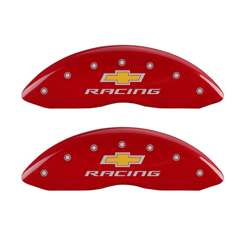 MGP 4 Caliper Covers Engraved Front & Rear Chevy Racing Red Finish Silver Char 2016 Chevrolet SS thumbnail 7