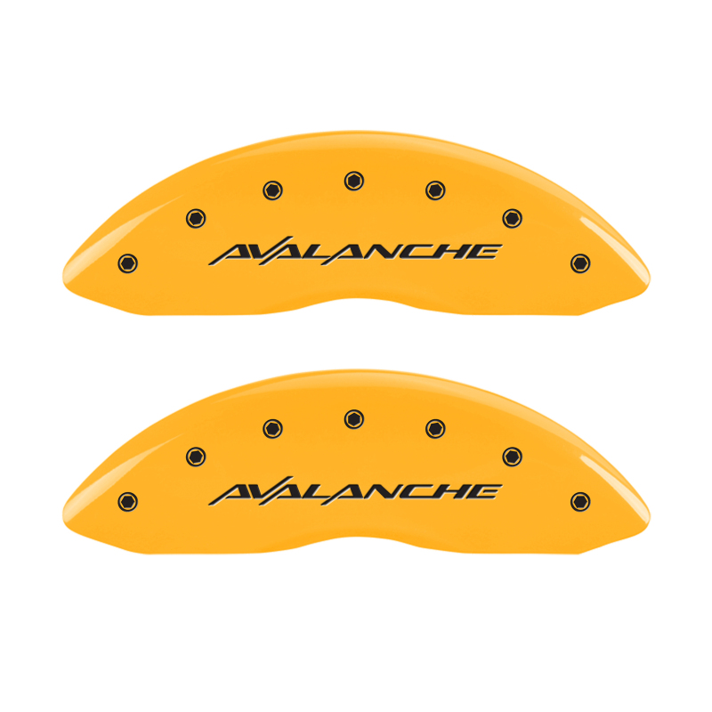 MGP 4 Caliper Covers Engraved Front & Rear Avalanche Yellow finish black ch thumbnail 5