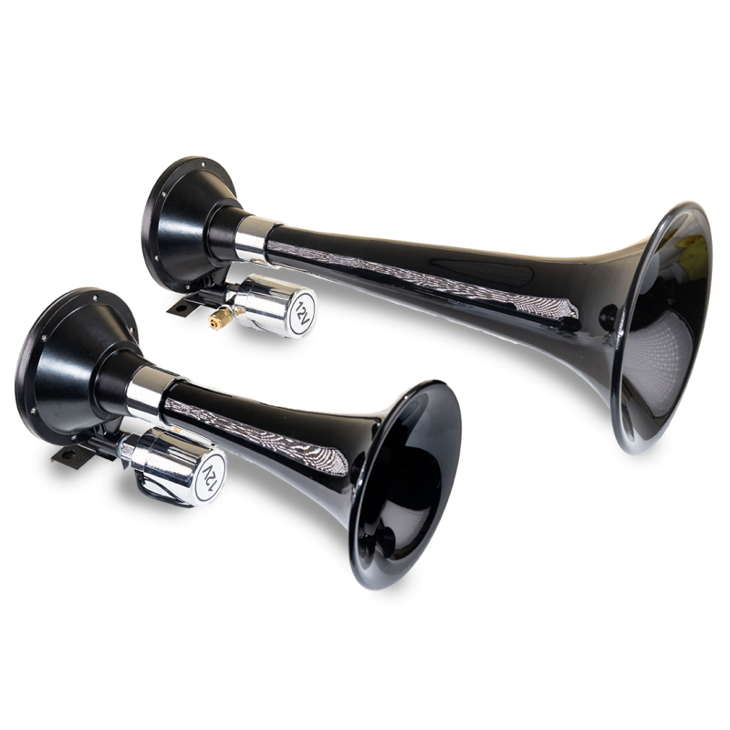 Kleinn Black Dual Horn/ 13In/8In - High Impact ABS Trumpet/ Zinc Alloy Base