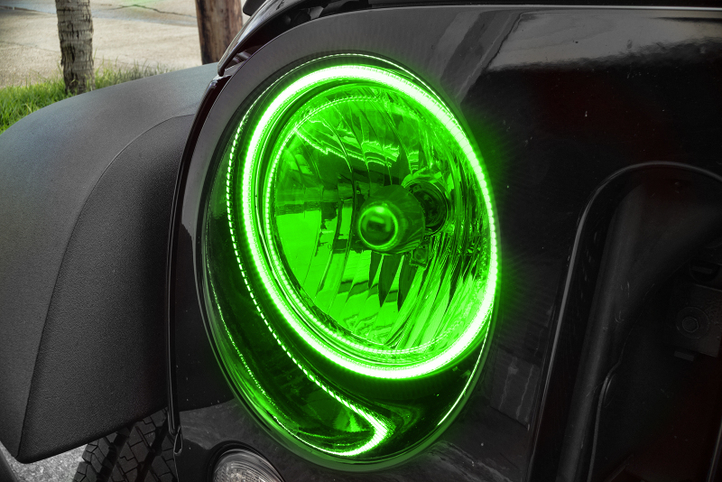 Oracle 07-17 Jeep Wrangler Surface Mount LED Headlight Halo Kit - Green thumbnail 5