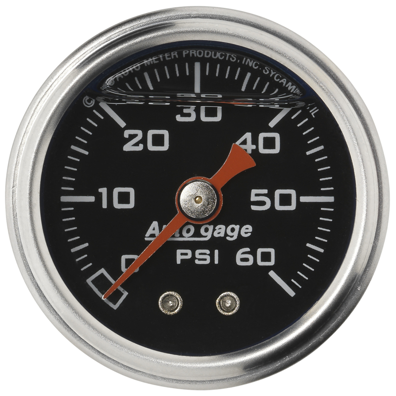 Autometer AutoGage 1.5in Liquid Filled Mechanical 0-60 PSI Fuel Pressure Gauge - Black thumbnail 3