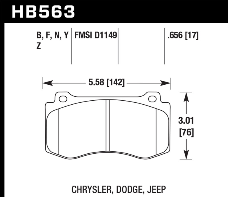 Hawk 06-07 Dodge Magnum SRT8 / 06-09 Challenger SRT8 / 05-07/09 Chrysler 300 C SRT8 HPS Street Front thumbnail 5