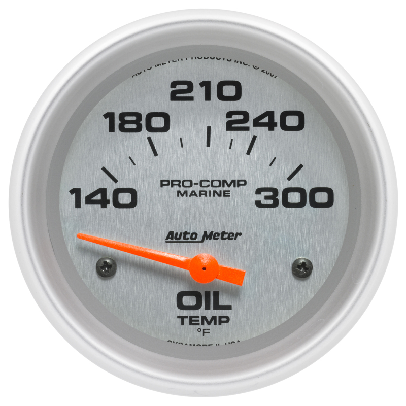 Autometer Marine Silver Ultra Lite Electric Oil Temperature Gauge 2-5/8in 140-300 Deg F thumbnail 5