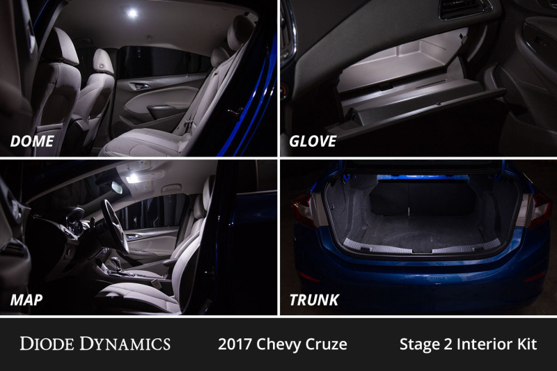 Diode Dynamics 11-15 Chevrolet Cruze Interior LED Kit Cool White Stage 1 thumbnail 8