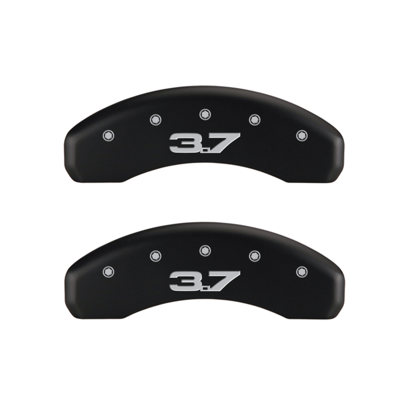 MGP 4 Caliper Covers Engraved Front 2015/Mustang Engraved Rear 2015/37 Red finish silver ch thumbnail 7