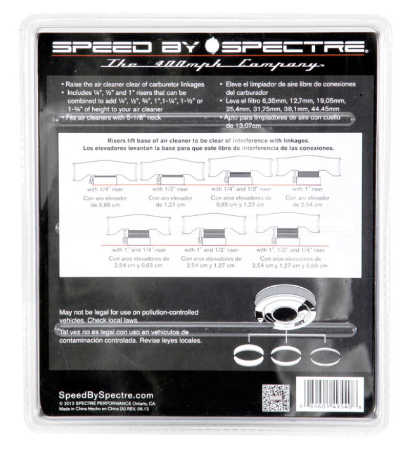 Spectre Air Cleaner Riser Kit - Black thumbnail 5