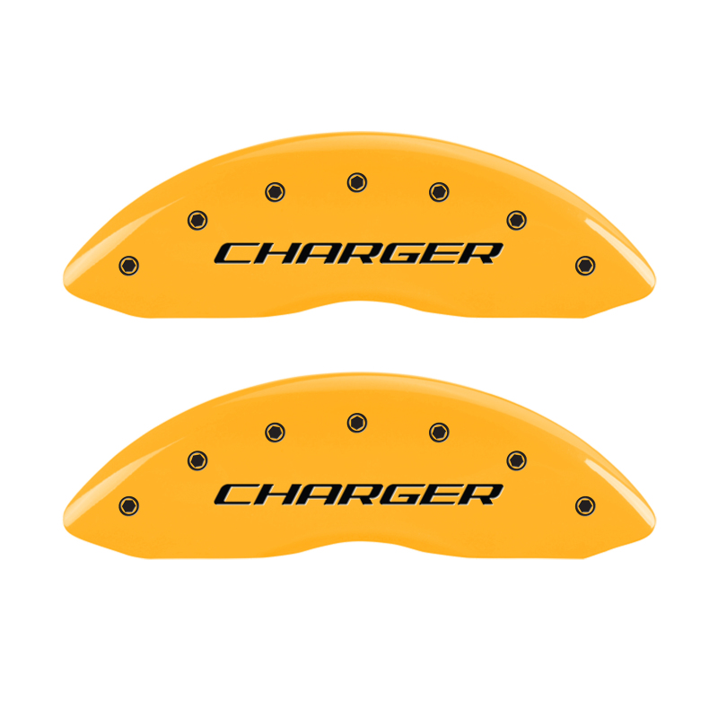 MGP 4 Caliper Covers Engraved Front Charger Rear RT Yellow Finish Black Char 2006 Dodge Charger thumbnail 5