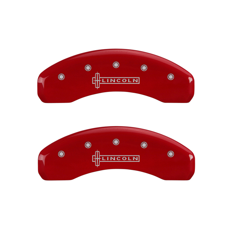 MGP 4 Caliper Covers Engraved Front & Rear Lincoln Red finish silver ch thumbnail 8