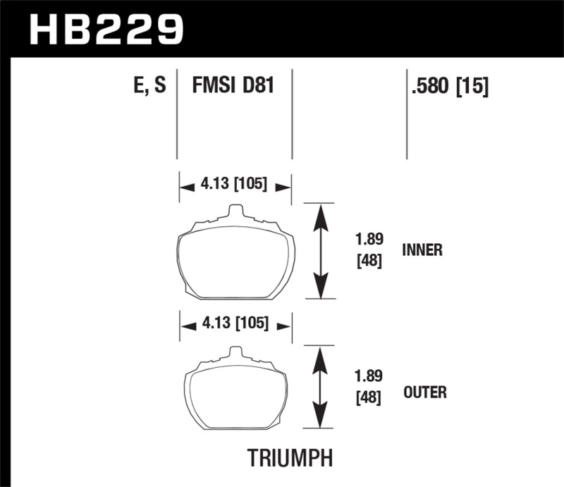 Hawk70-73 Triumph Stag Blue 9012 Race Front Brake Pads thumbnail 5