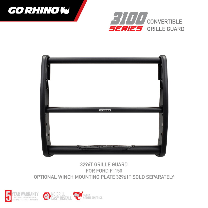 Go Rhino 18-20 Ford F-150 (Excl. APA/ACC Models) 3100 Series StepGuard Center Grille ONLY - Tex. Blk thumbnail 3