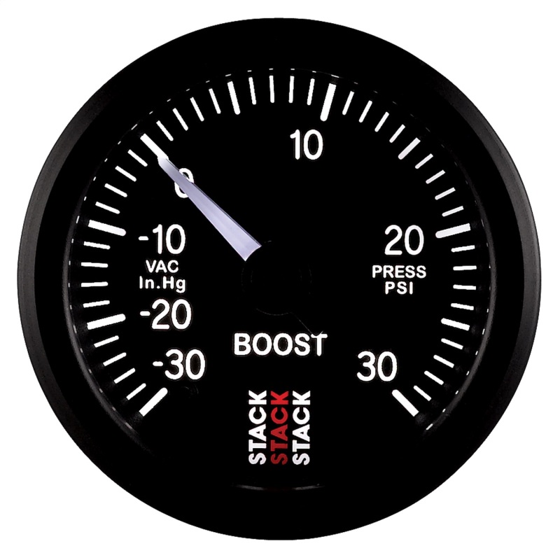 Autometer Stack 52mm -30INHG to +30 PSI (Incl T-Fitting) Pro Stepper Motor Boost Press Gauge - Black thumbnail 3