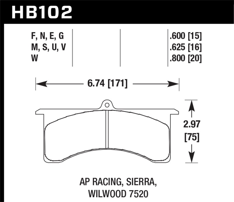 Hawk DTC-80 AP Racing 6/Sierra/JFZ/Wilwood 20mm Race Brake Pads thumbnail 4