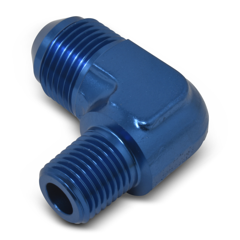 Russell Performance -4 AN to 1/8in NPT 90 Degree Flare to Pipe Adapter (Blue) thumbnail 7