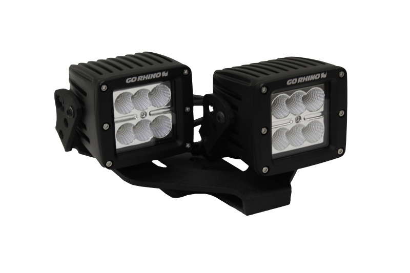 Go Rhino 18-20 Jeep Wrangler JL/JLU/Gladiator JT Light Mount - Two 3in Cubes thumbnail 3