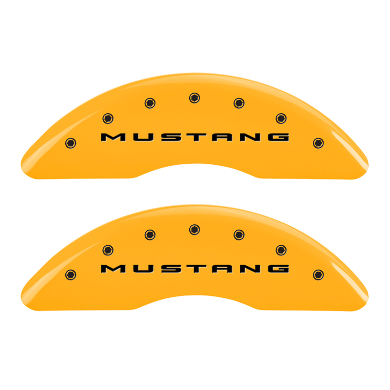 MGP 4 Caliper Covers Engraved Front 2015/Mustang Engraved Rear 2015/GT Yellow finish black ch thumbnail 5