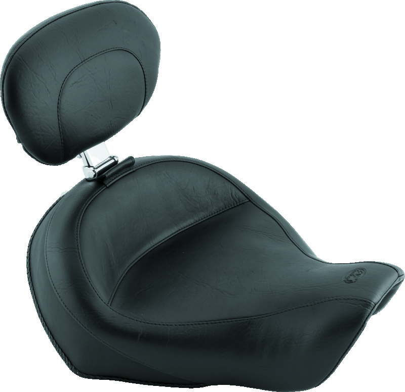 Mustang 06-17 Harley Dyna Wide Touring Solo Seat w/ Driver Backrest - Black