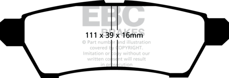 EBC 05+ Nissan Frontier 2.5 2WD Yellowstuff Rear Brake Pads thumbnail 6