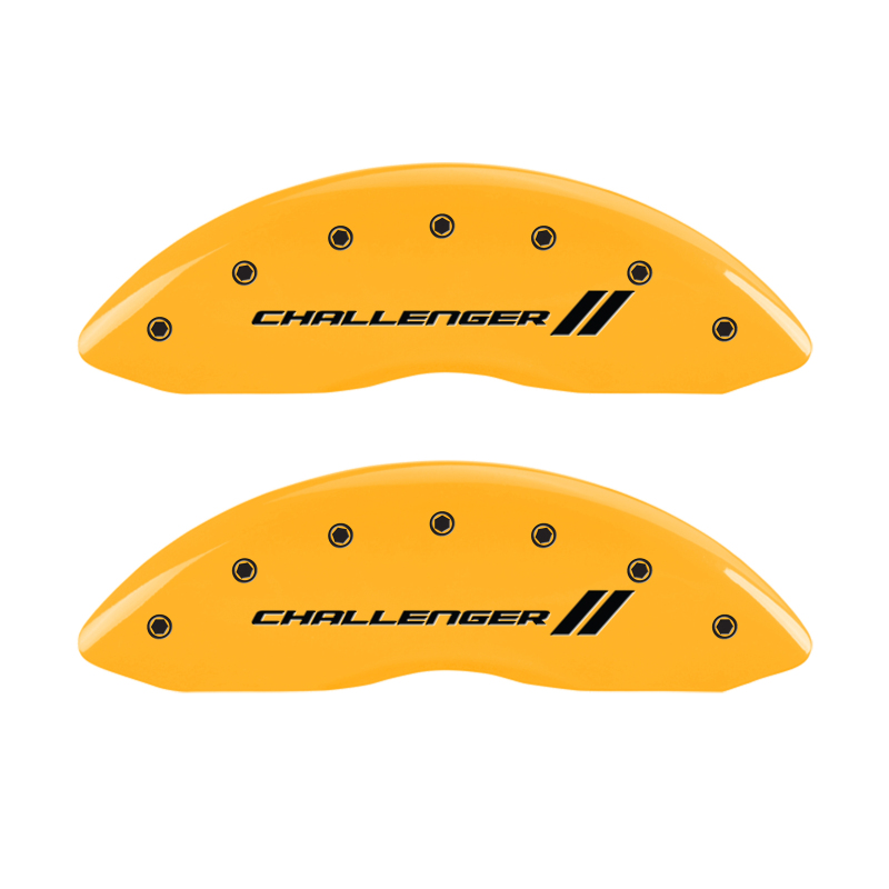MGP 4 Caliper Covers Engraved Front & Rear With stripes/Challenger Yellow finish black ch thumbnail 4