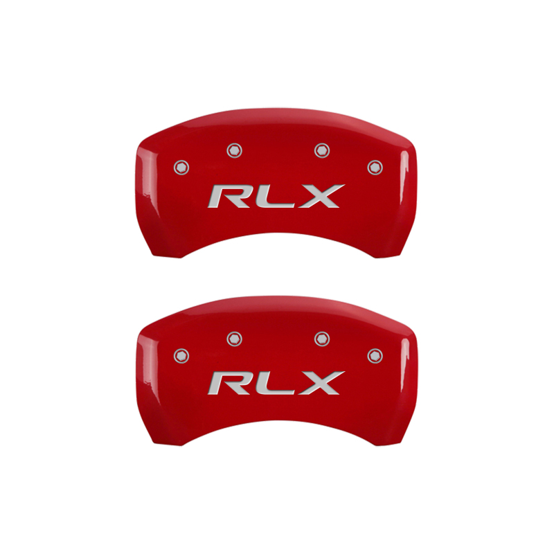 MGP 4 Caliper Covers Engraved Front Acura Engraved Rear RLX Red finish silver ch thumbnail 9