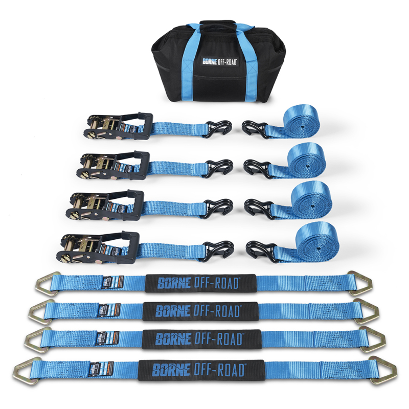 Borne Off-Road Vehicle Ratchet Tie-Down Kit (4 pack) Blue thumbnail 9