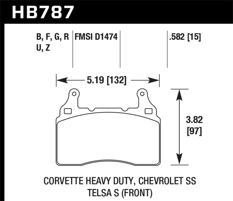 Hawk 15-17 Chevy Corvette Performance Ceramic Street Front Brake Pads thumbnail 6