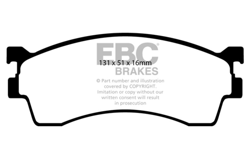EBC 01-04 Mazda Protege 2.0 (Rear Drums) Ultimax2 Front Brake Pads thumbnail 3