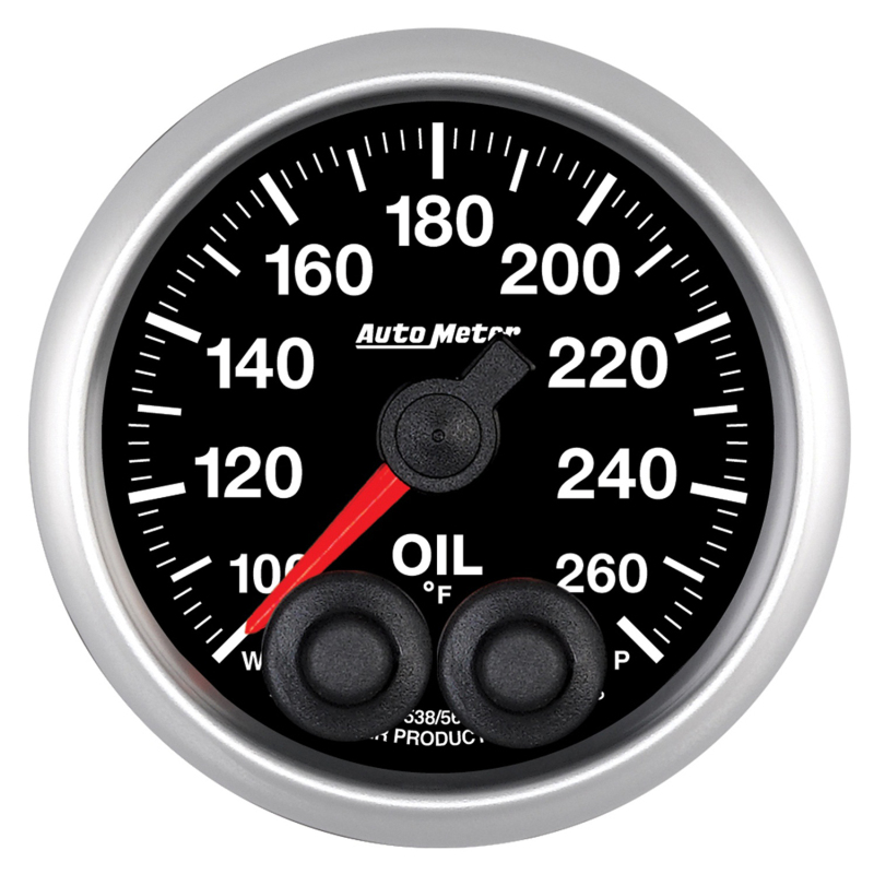 Autometer Elite 52mm 100-260 Deg F Oil Temp Peak & Warn w/ Electronic Control Gauge thumbnail 4