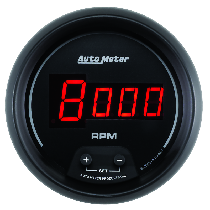 AutoMeter Gauge Tach 3-3/8in. 10K RPM In-Dash Digital Black Dial W/ Red Led