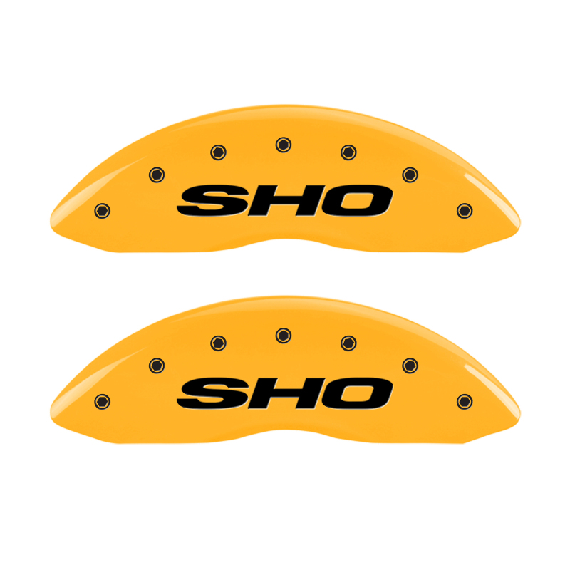 MGP 4 Caliper Covers Engraved Front & Rear SHO Yellow finish black ch thumbnail 5