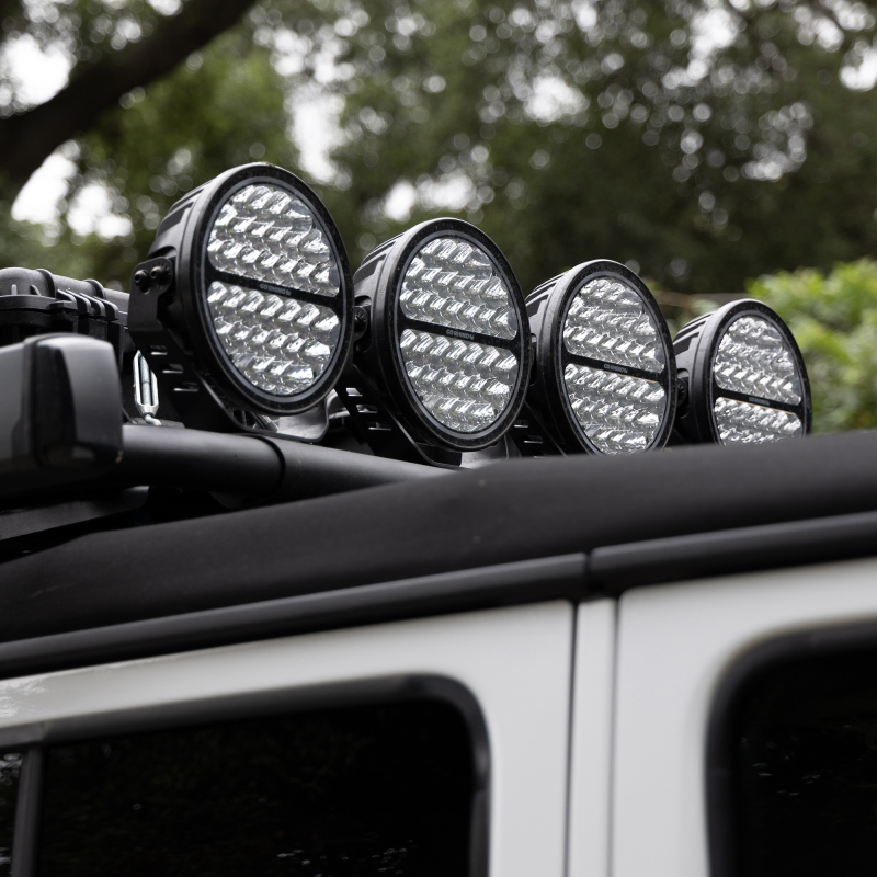Go Rhino Xplor Blackout Series Round Single LED Spot Light Kit w/DRL (Surface Mount) 9in. - Blk thumbnail 5