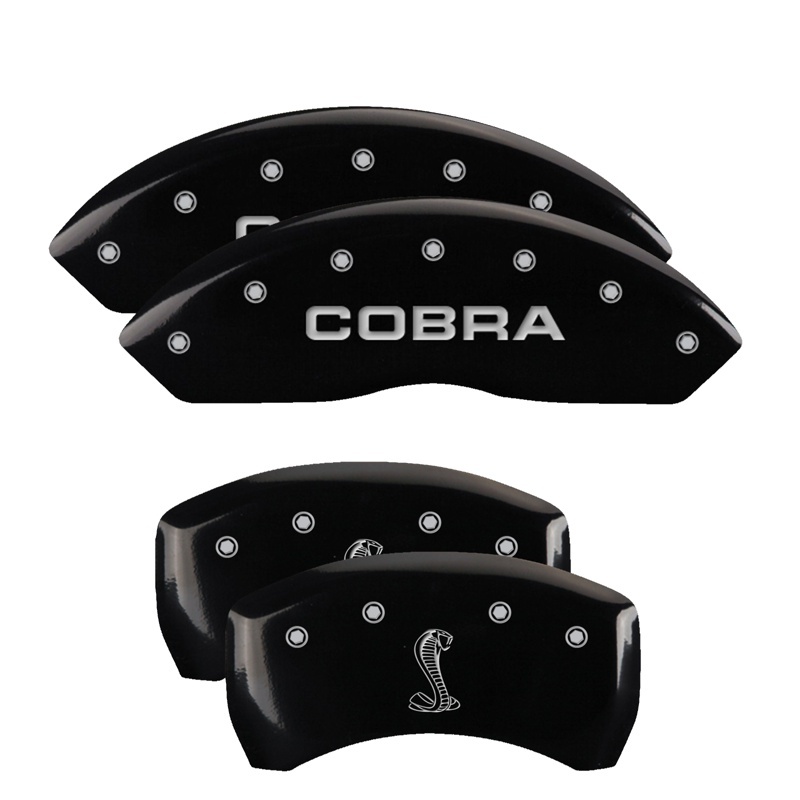 MGP 4 Caliper Covers Engraved Front Cobra Engraved Rear Snake Black finish silver ch thumbnail 5
